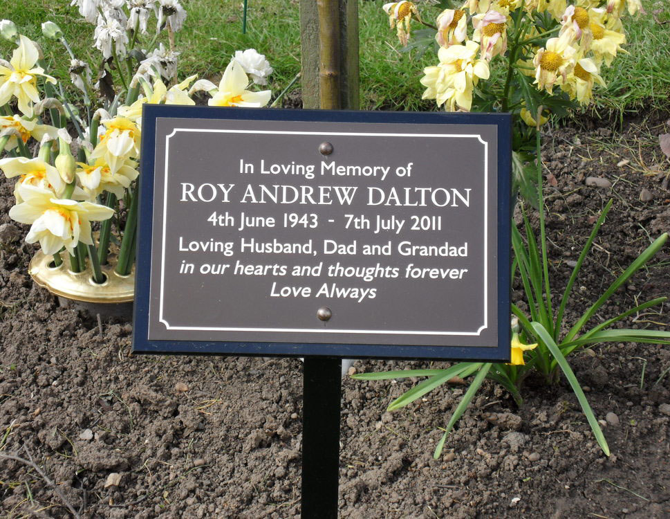 plaque on stake